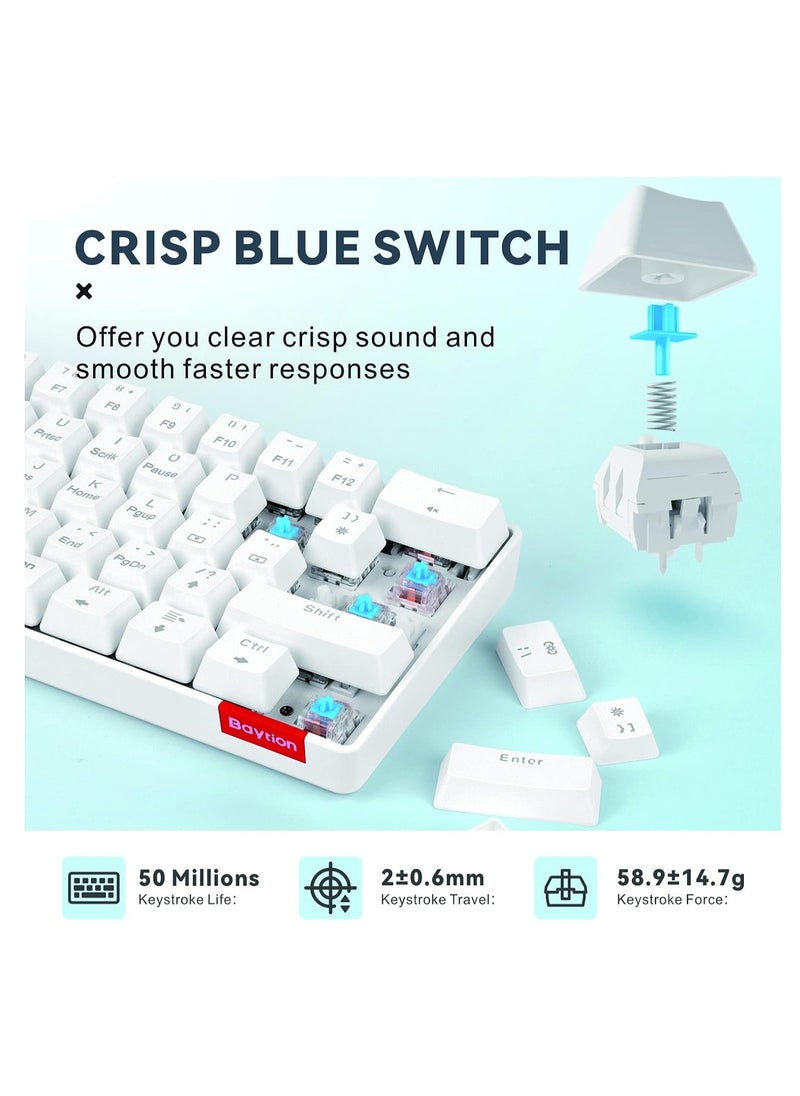 Baytion - 61 Key RGB Mechanical Gaming Keyboard with Detachable Type-C Cable | Blue Switches - Image 1