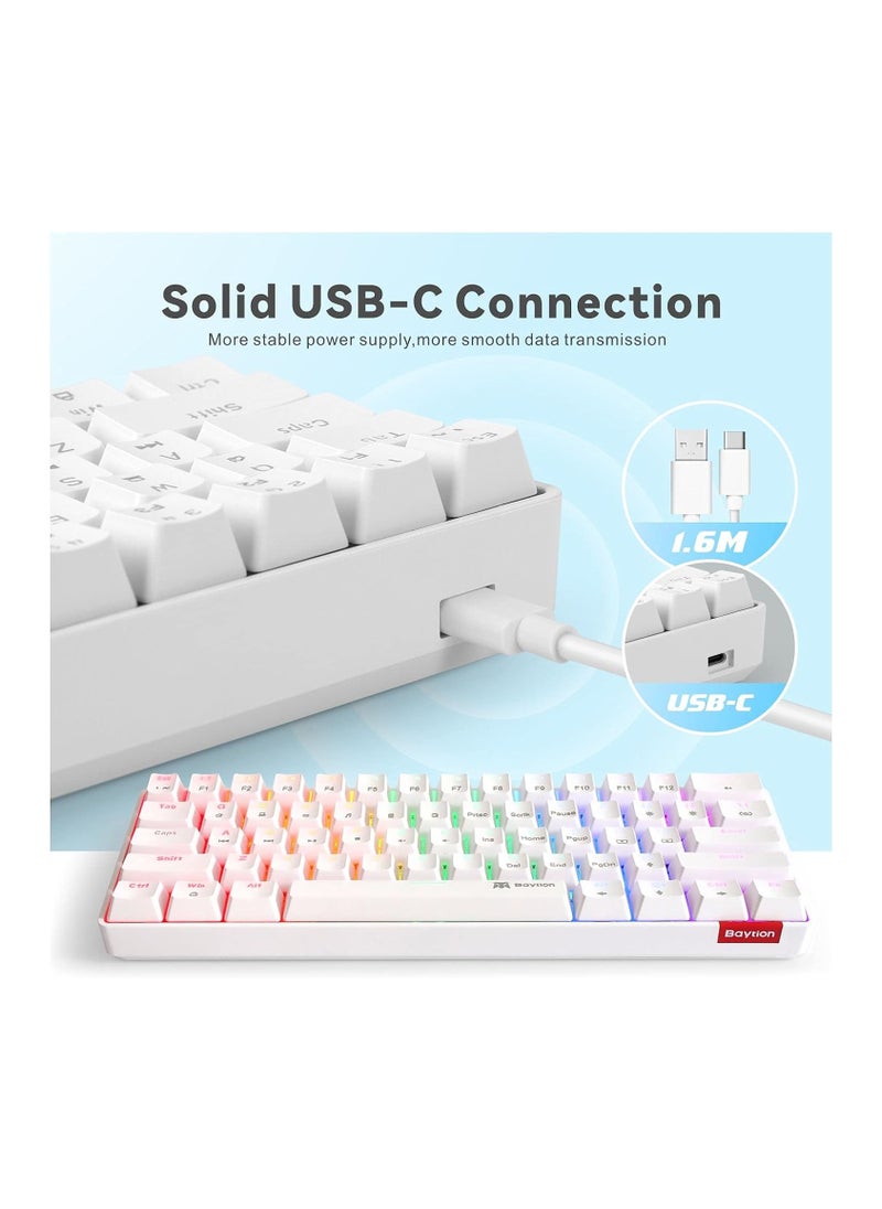 Baytion - 61 Key RGB Mechanical Gaming Keyboard with Detachable Type-C Cable | Blue Switches - Image 1
