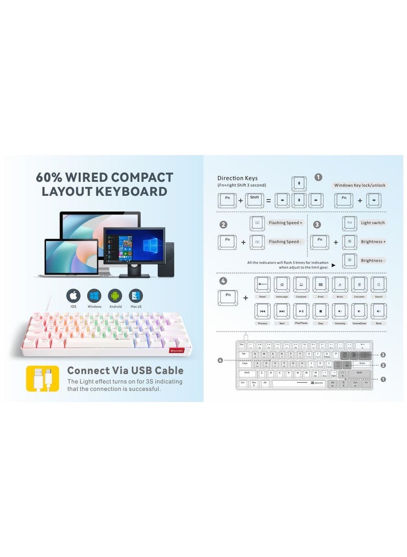 Baytion - 61 Key RGB Mechanical Gaming Keyboard with Detachable Type-C Cable | Blue Switches - Image 1