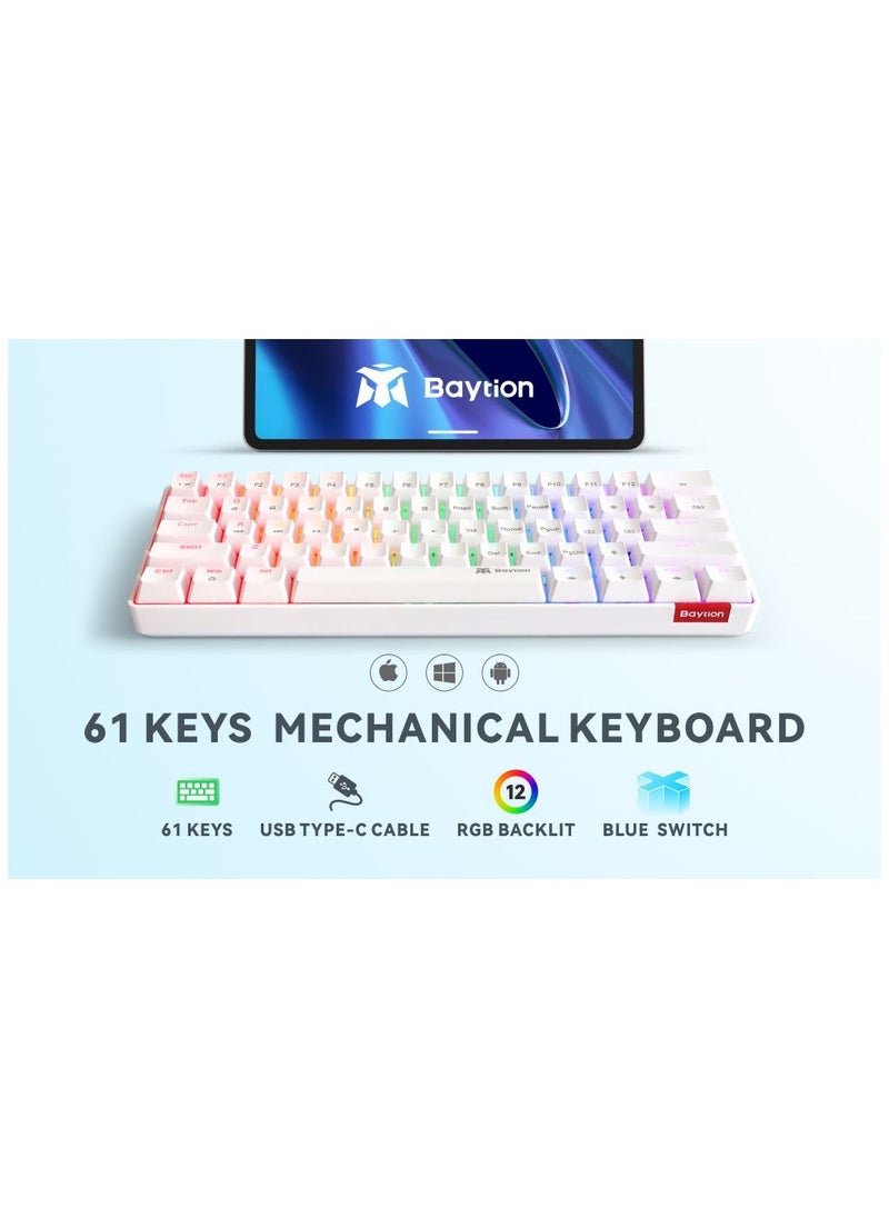 Baytion - 61 Key RGB Mechanical Gaming Keyboard with Detachable Type-C Cable | Blue Switches - Image 1