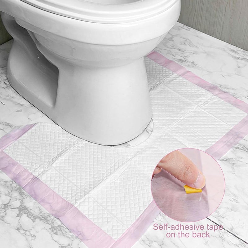 Zeckzoin 25 Pack Disposable Toilet Mats 236 x 236 Absorbent Toilet Floor Protector from Urine Disposable Toilet Floor Mat UShape Toilet Training Mat Commode Mat for Children AdultsPink - Image 5