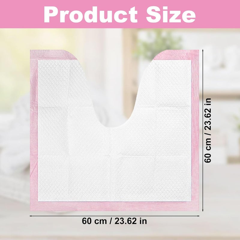 Zeckzoin 25 Pack Disposable Toilet Mats 236 x 236 Absorbent Toilet Floor Protector from Urine Disposable Toilet Floor Mat UShape Toilet Training Mat Commode Mat for Children AdultsPink - Image 3