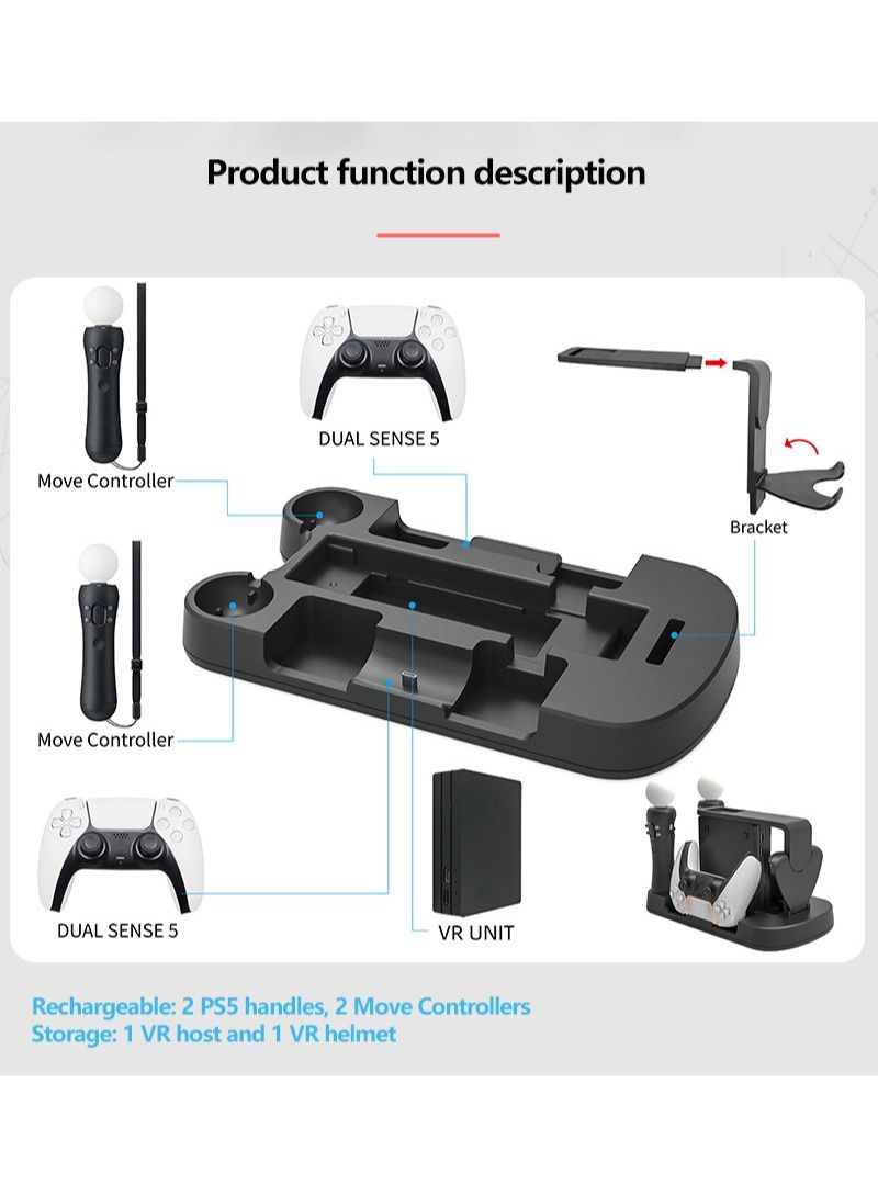 iplay PSVR Charging Stand with PS5 Controller Charging Station for Displaying PS VR Headset and Processor Black - Image 4