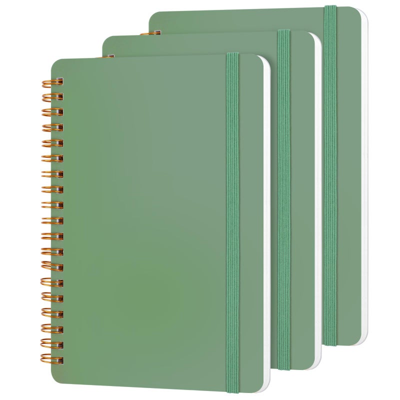 Utron 3 PCS Small Spiral Notebook 5x7, Notebooks for Note Taking, Green Spiral Journal Notebook, Work Notebook Small Notebooks 5x7 with Strap, Cute Notebooks for Women 70 Sheets/Note Books - Image 1