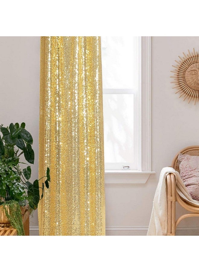 PartyDelight Gold 2Ft X 8Ft Sparkly Sequin Backdrop Curtains 2 Panels For Wedding Party Room Decorations. - Image 5