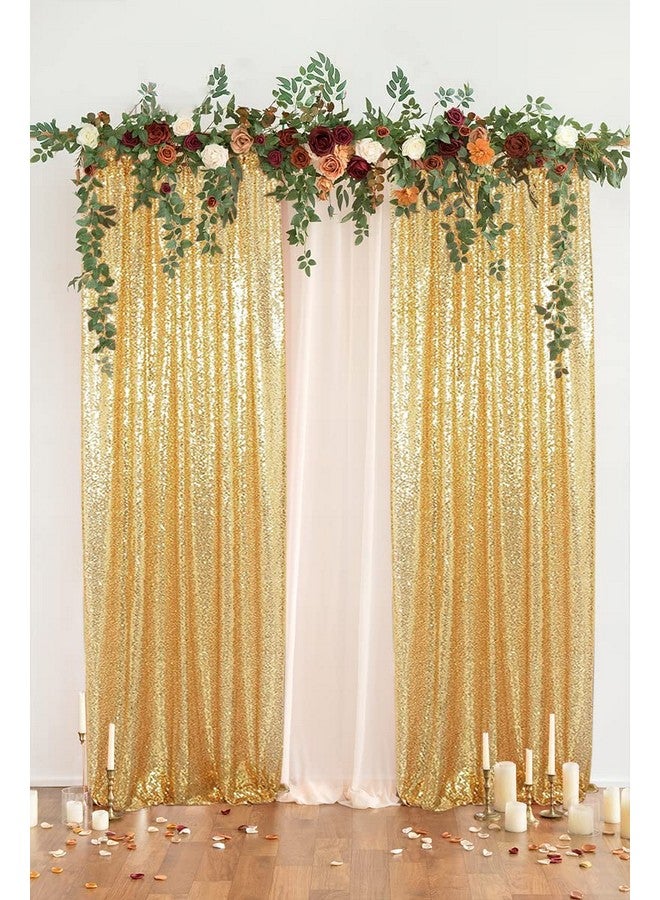 PartyDelight Gold 2Ft X 8Ft Sparkly Sequin Backdrop Curtains 2 Panels For Wedding Party Room Decorations. - Image 3