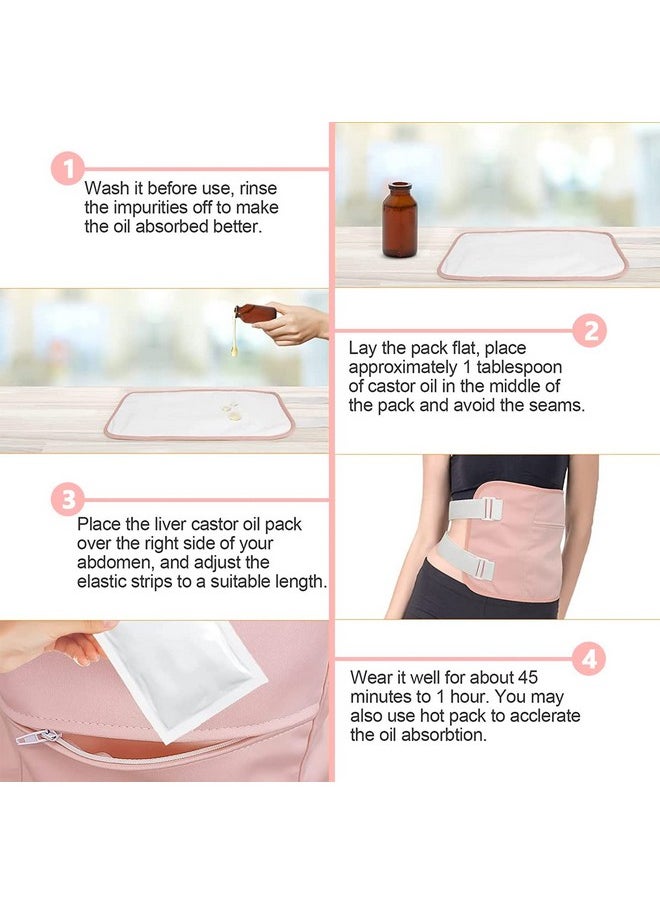 Hannea - ® Castor Oil Pack Reusable Organic Castor Oil Packs Wrap For Liver Detox And Fibroids Castor Oil Pack Compress With Adjustable Strap Pink - Image 1