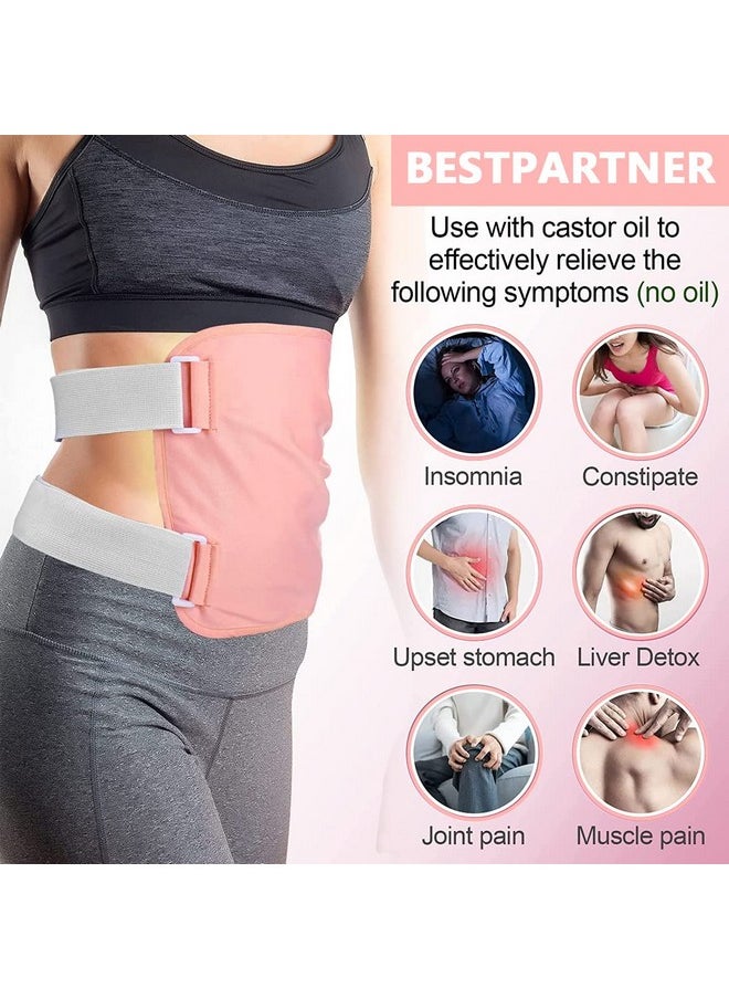 Hannea - ® Castor Oil Pack Reusable Organic Castor Oil Packs Wrap For Liver Detox And Fibroids Castor Oil Pack Compress With Adjustable Strap Pink - Image 1