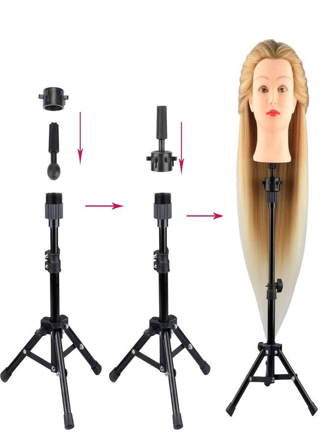 AliLeader 25 Inch Wig Head Stand Adjustable Mannequin Head Stand Wig Stand Tripod with Head Adjustable Wig Tripod Stand for Training Heads and Canvas Block Head - Image 4