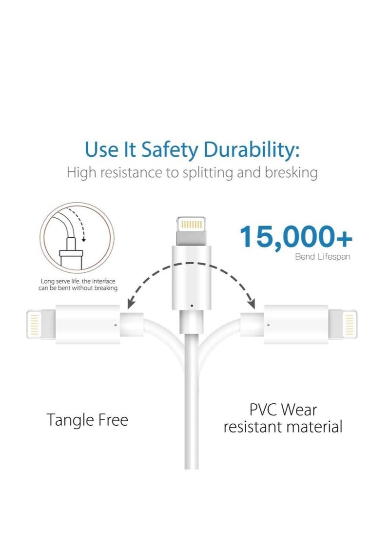 ELTRAZONE - Lightning Cable MFi Certified iPhone Charger Cable, 3Pack 2M Extra Long Lightning to USB Cable Fast Charging & Syncing iPhone Cord for iPhone 11 Pro Xs Max X 8Plus 7Plus 6SPlus iPad - White - Image 1