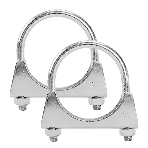 GESEXI 225 Ushaped Exhaust Pipe Clamp Mild Steel Muffler Exhaust Clamps with AntiRust Coat Pack of 2 - Image 1
