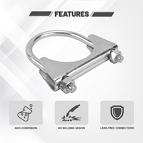 GESEXI 225 Ushaped Exhaust Pipe Clamp Mild Steel Muffler Exhaust Clamps with AntiRust Coat Pack of 2 - Image 3