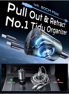General Retractable iPhone Car Charger [All Metal] [69W], Fast Charge Car Phone Charger Adapter Retractable Cables, Car Organization for iPhone 15 Pro Max Plus 14 13 iPad Samsung Pixel iPad  - Image 3