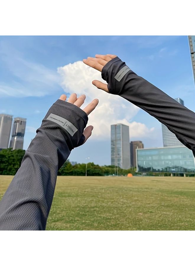 Black Sun Blocking Ice Sleeve Unisex Arm Protector Loose Fit Breathable for Driving Cycling - Image 4