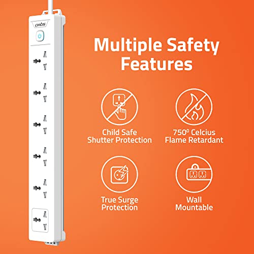 Artis AR-6SS 6 Universal Sockets with Single Switch Surge Protector & Child Safe Shutter Protection - Image 3