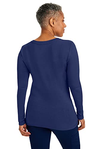 Healing Hands Women's Underscrub Soft Knit Melissa Longsleeve Scrub Tee with Breathable & Easy Care Fabric 5047, L, Navy - Image 2