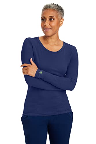 Healing Hands Women's Underscrub Soft Knit Melissa Longsleeve Scrub Tee with Breathable & Easy Care Fabric 5047, L, Navy - Image 1