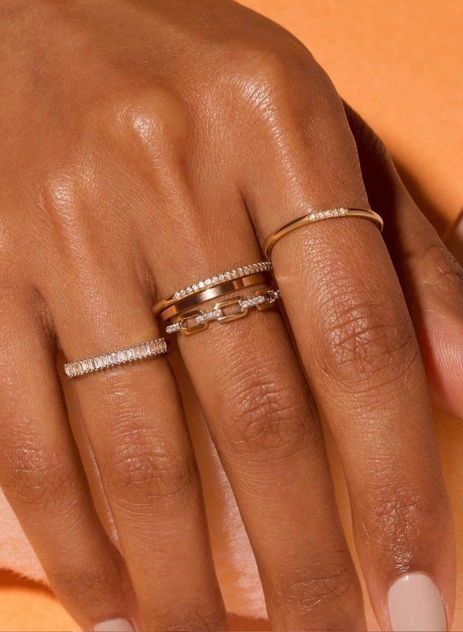 Honsny Stackable Gold Rings for Women Dainty Thumb Ring Set Non Tarnish 14K Gold Plated Stacking Cubic Zirconia Promise Wedding Engagement Trendy Rings Size 7 8 9 10 11 (8, D-5Pcs Stacking Rings) - Image 3