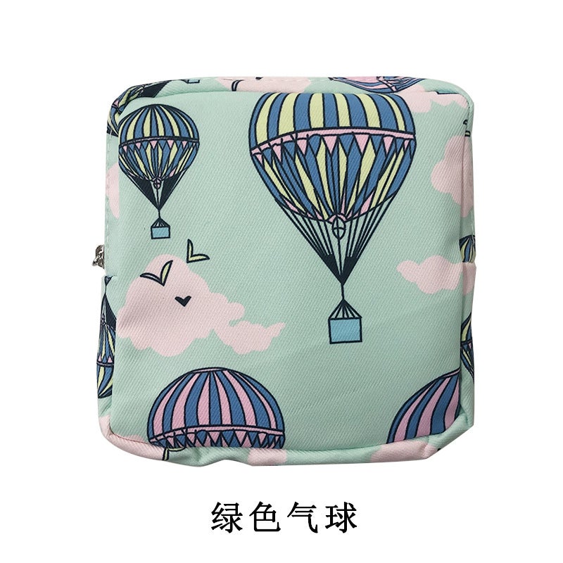 Portable Sanitary Pad Organizer Pouch Green Balloon 