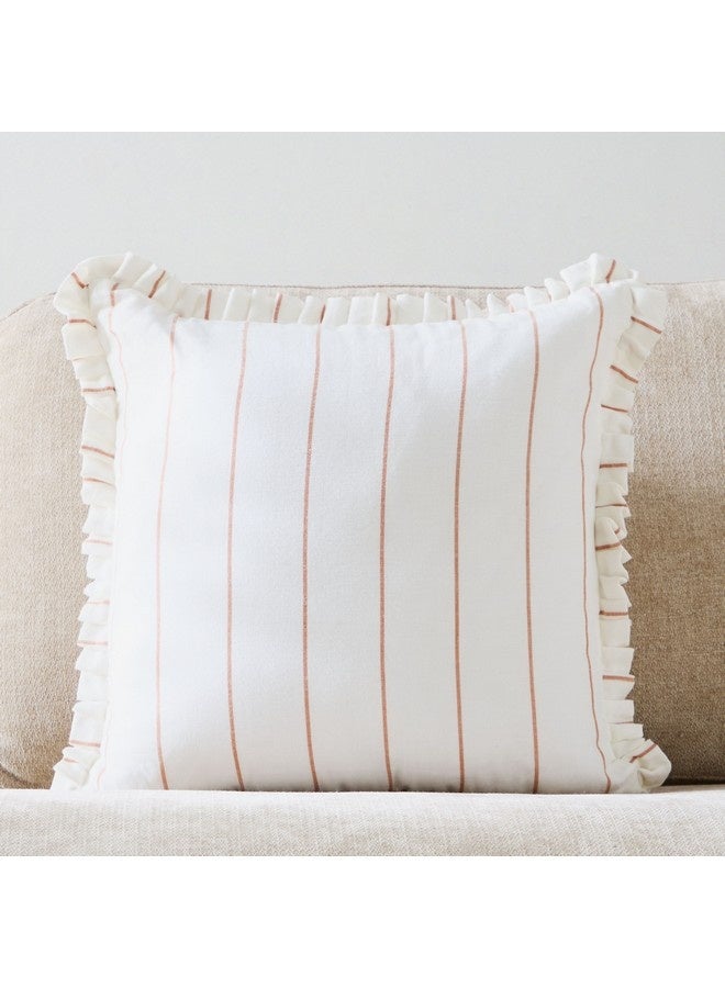 Home Box Warm Oasis Terra Stripe Scallop Edges Filled Cushion 50 x 50 cm - Image 3