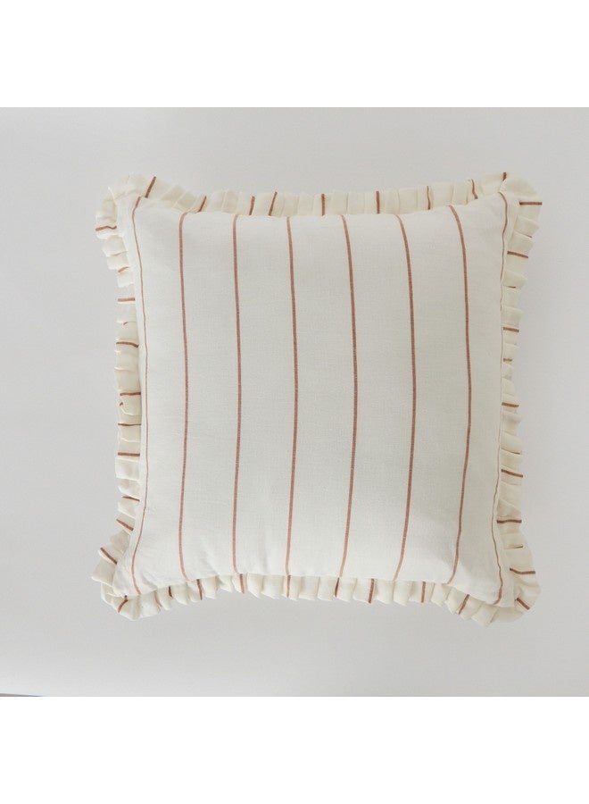 Home Box Warm Oasis Terra Stripe Scallop Edges Filled Cushion 50 x 50 cm - Image 1
