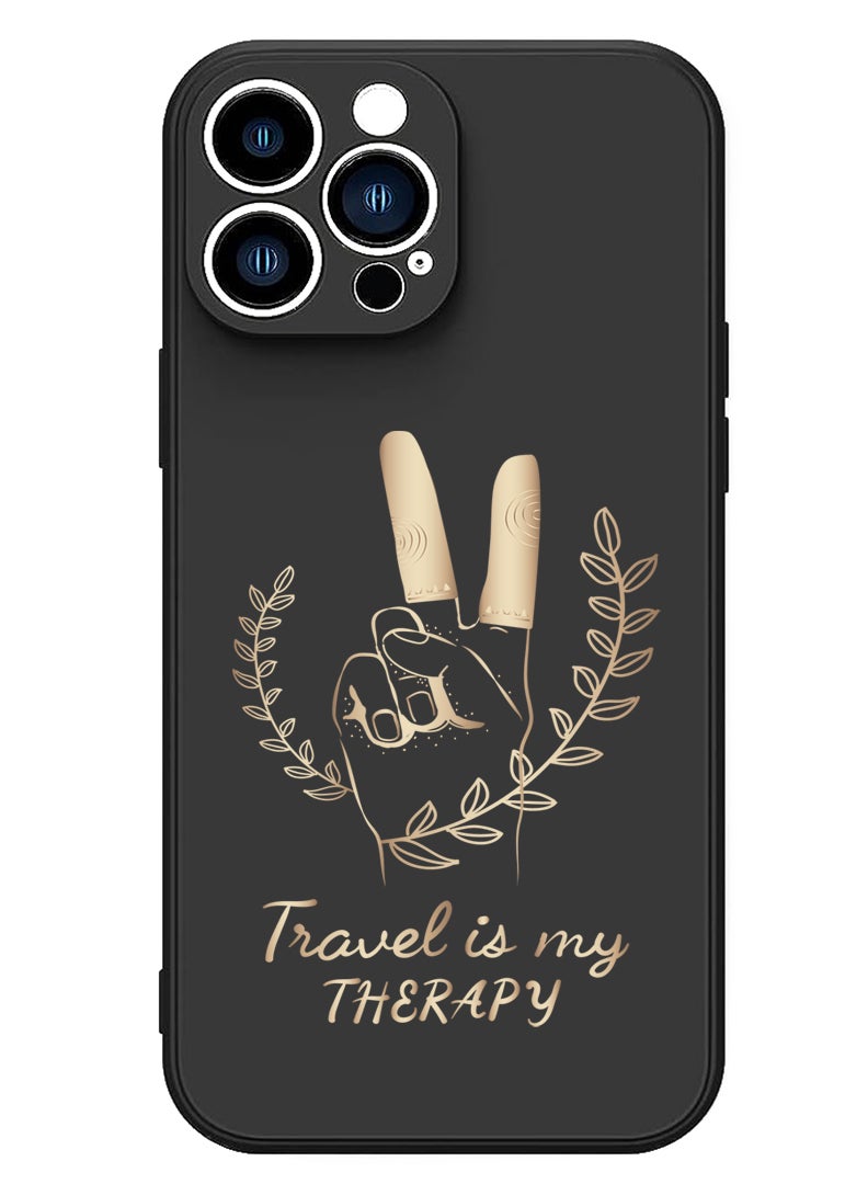 Theodor Protective Slim Fit Case Liquid Silicone Cover with Full Body Protection Anti-Scratch Shockproof Case For iPhone 14 Pro Max Black  - Travelling copy - Image 1