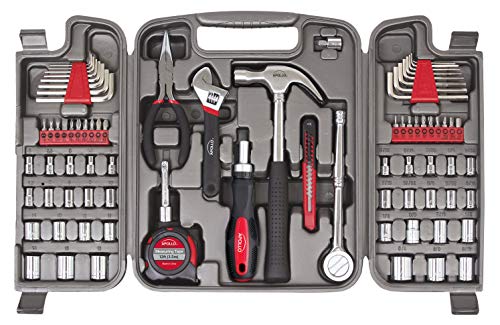 Apollo Tools 79 Piece MultiPurpose SAE and Metric Tool Set with Sockets for the Garage Home or on the Road Includes Essential Tools for Vehicle Maintenance and Repairs Red DT9411