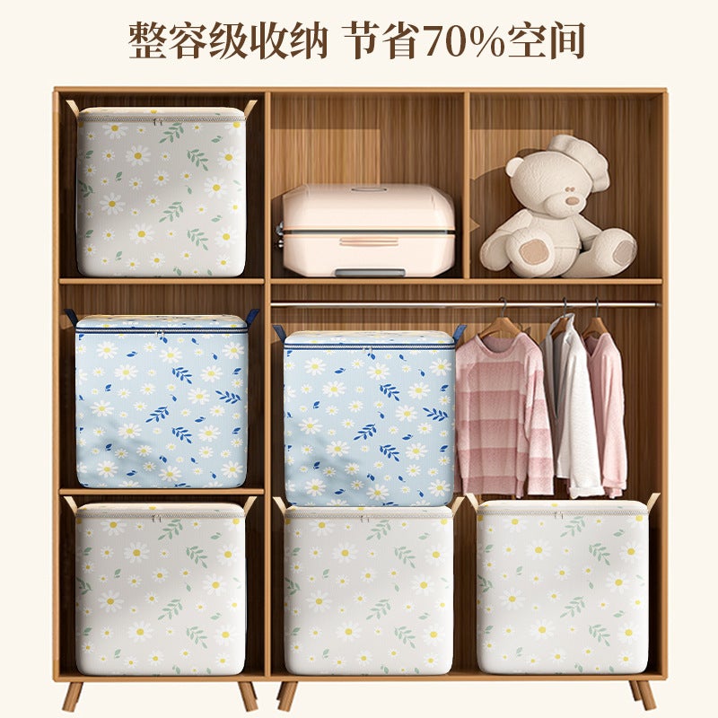 Foldable Storage Bag For Clothes And Quilts, Home Bedroom Wardrobe Organizer, Storage Box, Daisy - Image 4