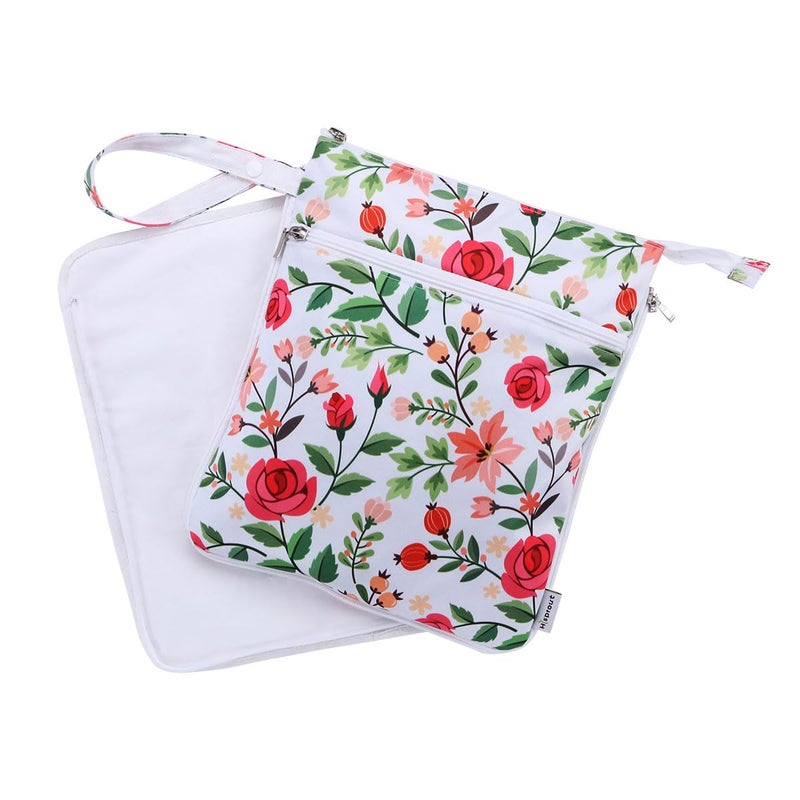 Hi Sprout Breast Pump Bag WetDry Bag with Preparation Place Mat Waterproof Pump Parts Storage Bag for Moms Pumping at Work or OutdoorsRomantic flowers