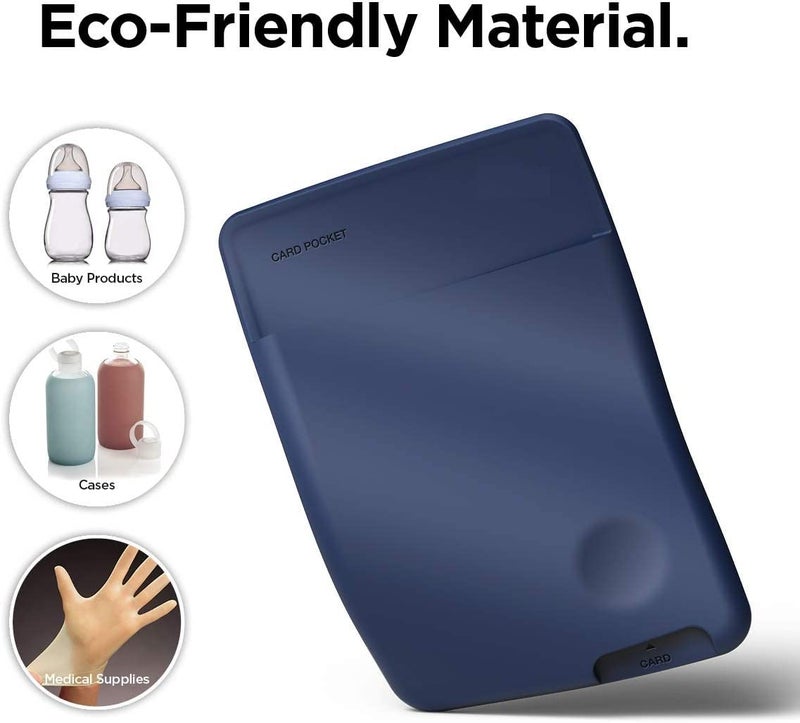 ClickCase Unisex Adult Liquid Silicone Metro/Credit Card Holder For Back Of Mobile Or Case,Adhesive Sleeves Stick On Phone Back Wallet For All Smart Phones (Blue) - Image 3