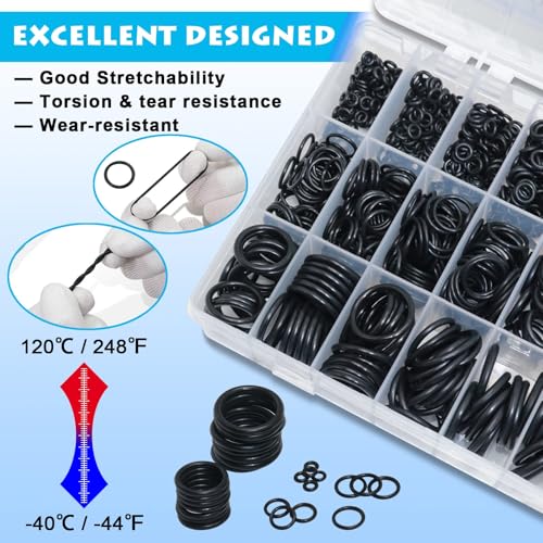 MAKABEE 1200Pcs Nitrile Rubber O Ring Kit 24 Sizes O Rings Assortment Kit Set Sealing Washer NBR Metric o-Ring Assortment for Plumbing, Gas, Automotive and Faucet Repair, Resist Oil and Heat O-Rings - Image 4