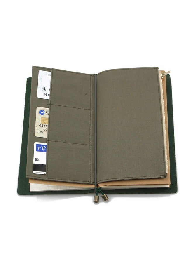 Standard Travelers Notebook Wallet Insert Pocket With 2 Elastic Bands,1 Canvas Zipper Pouch Refill For Tn Accessories Kit Card Holder Storage Bag File Folder Stationery
