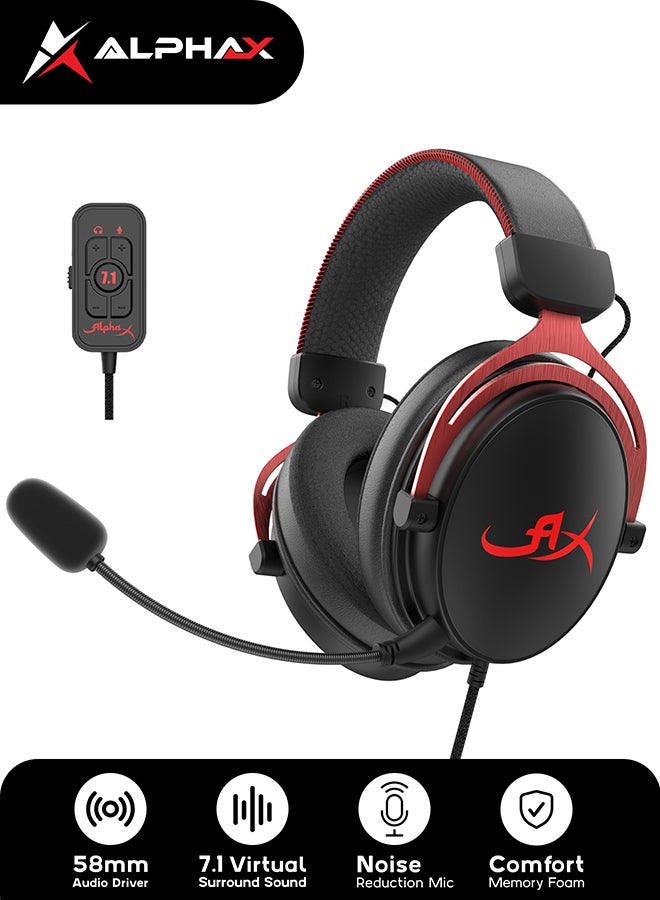 ألفا اكس نوفا 7.1 - سماعة ألعاب سلكية للكمبيوتر، PS5، Xbox Series X|S، محركات 58 مم محسّنة، DTS، رغوة الذاكرة، إطار متين، ميكروفون فائق الوضوح 10 مم، USB-A مع 3.5 مم - Image 1