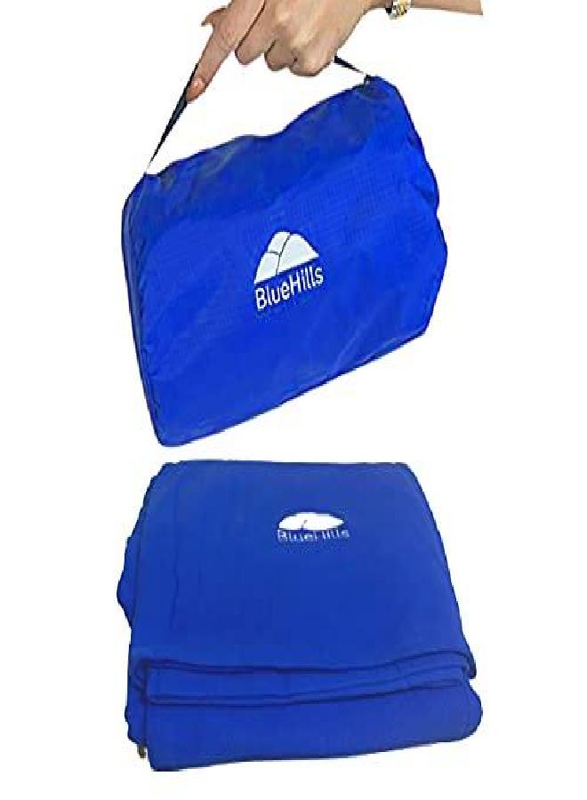 BlueHills BlueHills Ultra Compact Travel Blanket Pillow in Portable Bag Case with Hand Luggage Belt & Backpack Clip Premium Cozy Soft Compact Pack Large Blanket for Airplane Flight Layover Blue - Royal C005 - Image 1