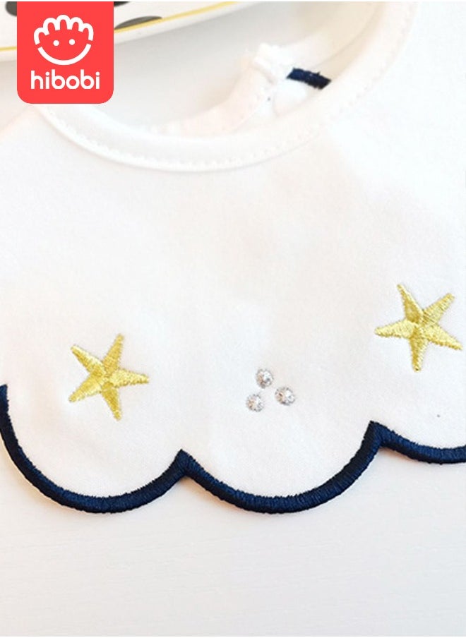 Ramadhan New baby Cotton bibs, 360-degree rotating petals embroidered shape-3PCS