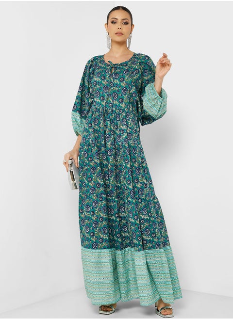 Printed Drawstring Jalabiya