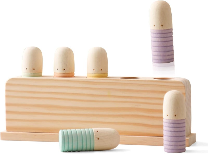 Etucdose Pop Up Toy Multicolor Puppets | Wooden Color Sorting | STEM Montessori Color Matching Toys | Preschool Learning Educational Toys Gifts for Kids Boys Girls Ages for 1 2 3 Years (Neutral Colours) - Image 1