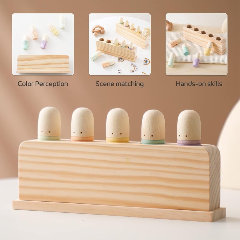 Etucdose Pop Up Toy Multicolor Puppets | Wooden Color Sorting | STEM Montessori Color Matching Toys | Preschool Learning Educational Toys Gifts for Kids Boys Girls Ages for 1 2 3 Years (Neutral Colours) - Image 3
