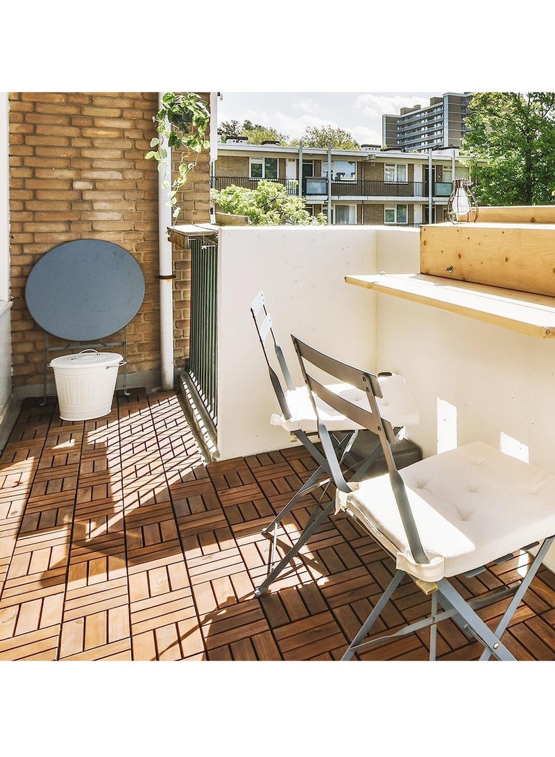 HOME TASTE 10 Pcs Wooden Deck Tiles Waterproof Wood Click Deck Board Raised Flooring Squares Hardwood,Click Floor Decking Tile, Waterproof Balcony Flooring, Wooden Parquet Flooring  - Image 3
