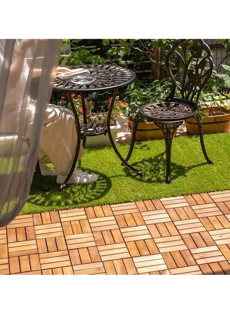 HOME TASTE 10 Pcs Wooden Deck Tiles Waterproof Wood Click Deck Board Raised Flooring Squares Hardwood,Click Floor Decking Tile, Waterproof Balcony Flooring, Wooden Parquet Flooring  - Image 4