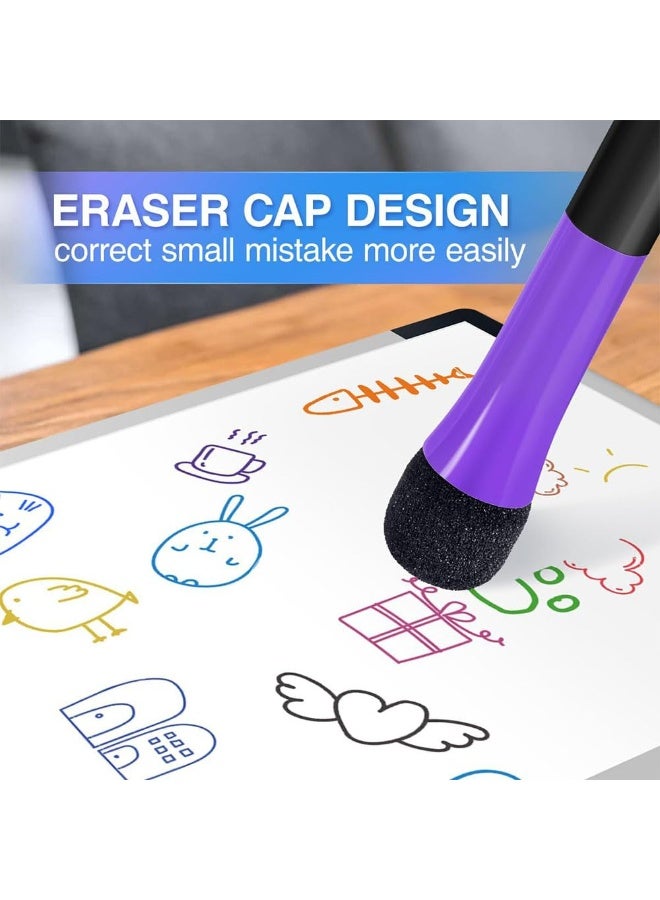 JZS Erase Markers,Whiteboard Markers Magnetic Dry Erase Markers with Eraser,Low Odor White Board Markers Dry Erase Markers Fine Point,Erasable Markers for Calendar Whiteboard,12PCS,Round Head - Image 3