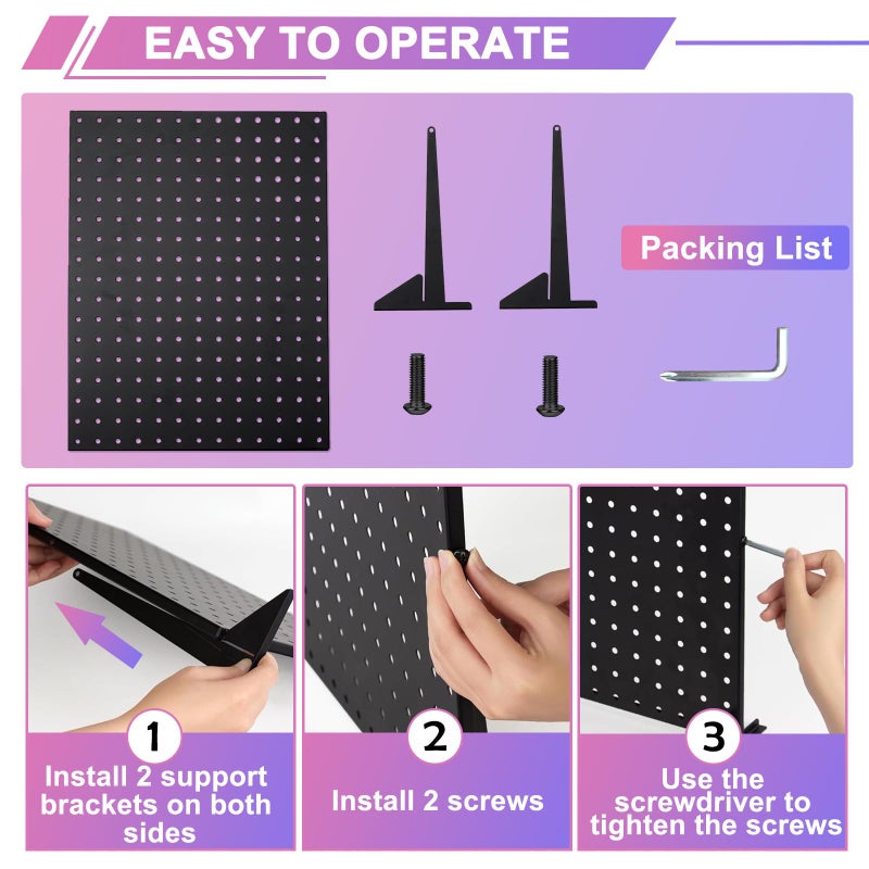 Acfunique Peg Board Display Stand for Vendors with 12 Hooks Metal Tabletop Pegboard Display Stand for Craft Shows 17" X 13" Retail Display Racks Peg Board Organizer Holder Black - Image 5