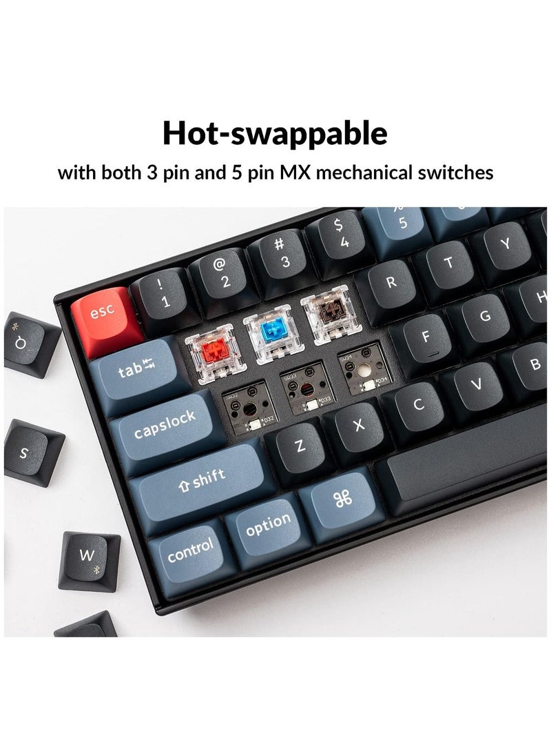 Keychron - K6 Pro Wireless Custom Mechanical Keyboard, QMK/VIA Programmable Macro, Hot-Swappable Keychron K Pro Red Switch Keyboard, 65% Layout RGB Backlit Office Keyboard for Mac Windows Linux - Image 1