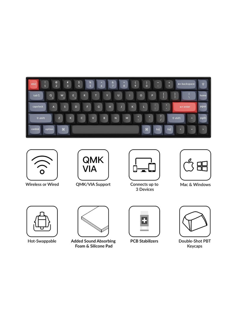 Keychron - K6 Pro Wireless Custom Mechanical Keyboard, QMK/VIA Programmable Macro, Hot-Swappable Keychron K Pro Red Switch Keyboard, 65% Layout RGB Backlit Office Keyboard for Mac Windows Linux - Image 1