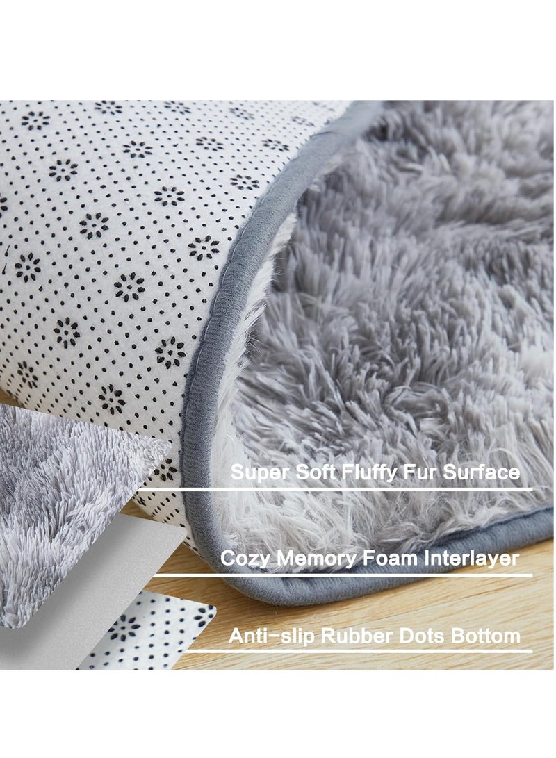 سجادة منطقة شاج لغرفة المعيشة، سجاد داخلي ناعم من القطيفة بلون رمادي فاتح مصبوغ بتقنية الربط، لغرفة النوم، سجادة من الفرو الصناعي الناعم غير القابل للانزلاق (160×200 سم، رمادي فاتح) - Image 3