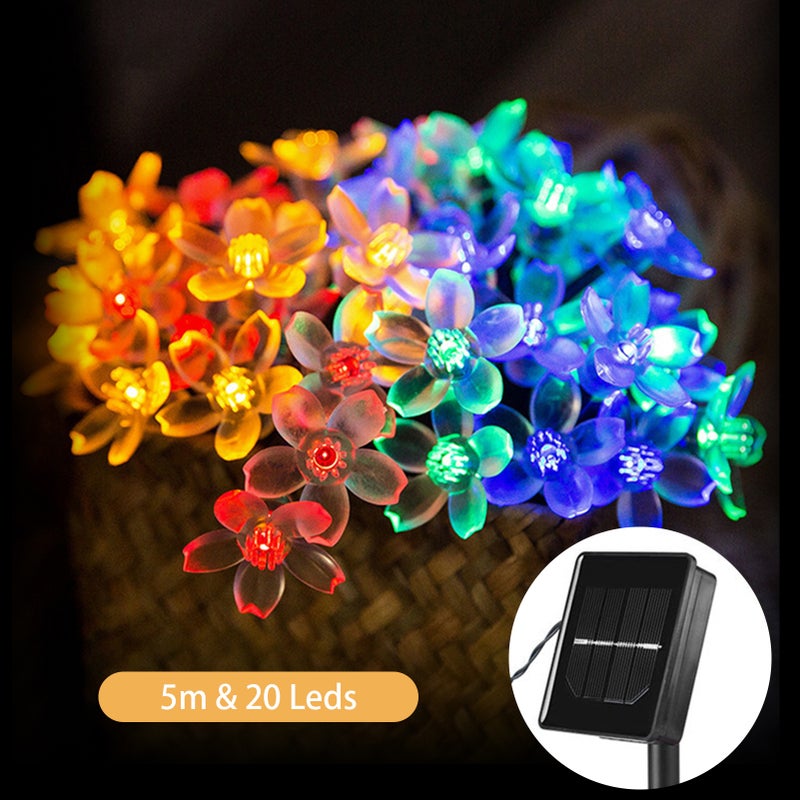 Solar String Lights 5m 20 Multicolor Leds - Intelligent Light Control Mode High Brightness Low Power Consumption for Outdoor Decorative Use - Image 1