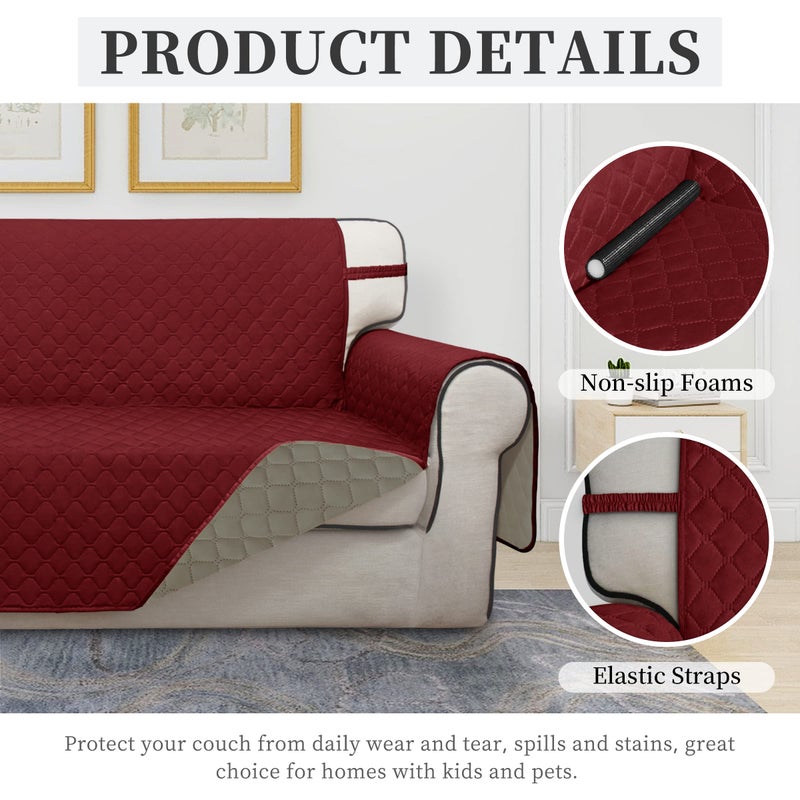 Issuntex Double Protection 100% Waterproof Chair Sofa Cover For Living Room Reversible Furniture Protector For Dogs Pets Kids (Chair Christmas Red/Beige) - Image 5