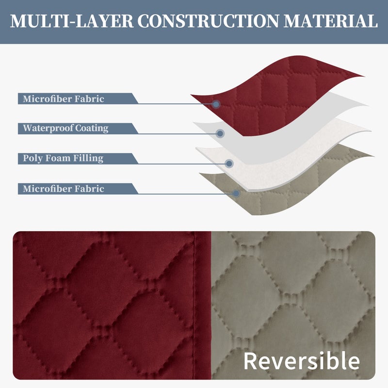 Issuntex Double Protection 100% Waterproof Chair Sofa Cover For Living Room Reversible Furniture Protector For Dogs Pets Kids (Chair Christmas Red/Beige) - Image 4