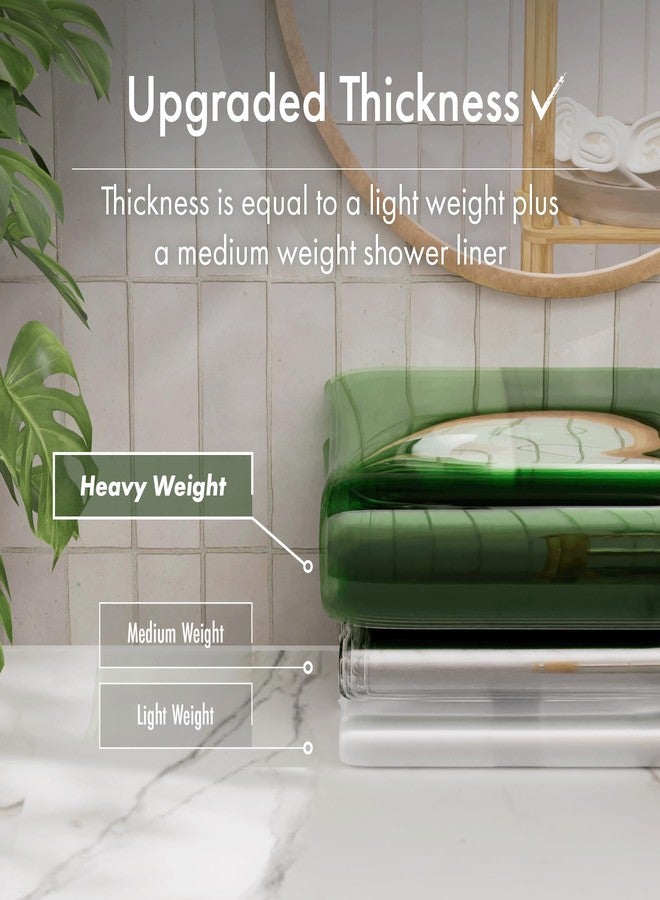 AmazerBath 100% EVA Shower Curtain Liner, 72 x 72 Inches Heavy Duty Shower Curtain and Liner 2-in-1 with 3 Clear Stones and 12 Brass Grommets, Color Block Soft Shower Liner - Mint Green & Pine Green - Image 4