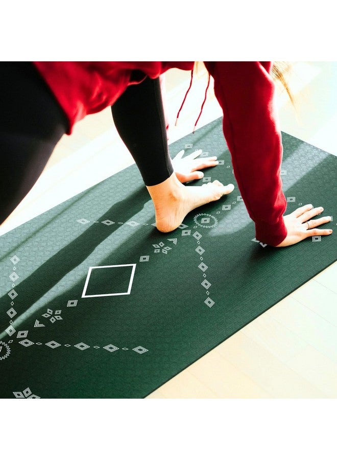 ThinkArtDecor Think Art Decor Alignment Yoga Mat for Women, Men, Kids, 6mm Thick TPE Mat with Strap, Dual textured for Anti-Slip, Durable Exercise Mat for Home Workout, Gym*, Meditation (24X72 inch, Emerald Green) - Image 1